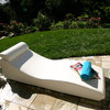 Modern Outdoor Chaise Lounge, White Cushioned
