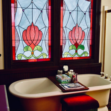 Master Bath with Stained Glass