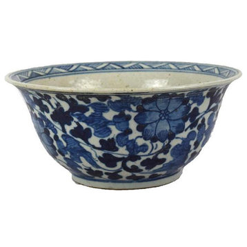 Bowl DYNASTY Flower and Vine Floral Ink Blue Ceramic