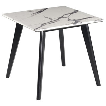 Bayhill Square Faux Marble Top End Table Black and White