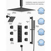 Thermostatic Dual Heads Rain Shower Faucet with Rough-In Valve & 6 Body Jets, Matte Black, 16 in. X 6 in.