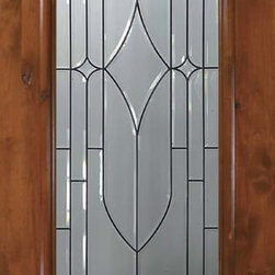 Slab Entry Single Door 96 Knotty Alder Bourbon 1 Panel 3/4 Lite Glass - Front Doors
