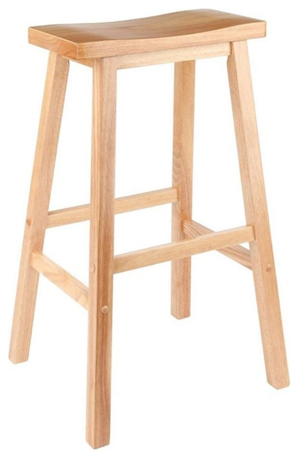 Winsome Satori 29" Transitional Solid Wood Saddle Bar Stool in Natural - Thumbnail 2