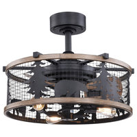 Kodiak Bear 21" Bronze and Teak Rustic Indoor Ceiling Fan Light Kit Remote