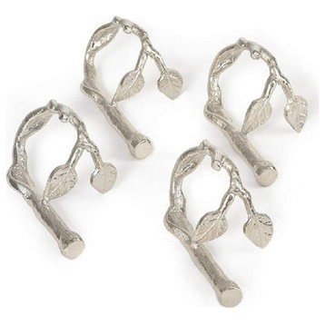 Serene Spaces Living Silver Twig Napkin Ring, Set of 4