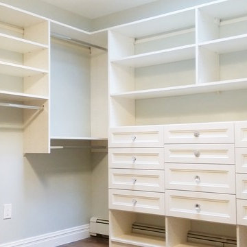 Dressing room design plans - Antique White finish walk-in