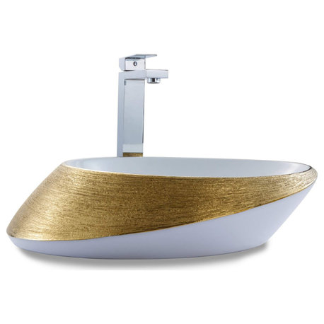 Fine Fixtures Luxury Vessel, Oval 20"x15", Brushed Gold