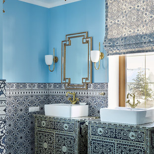 75 Beautiful Mediterranean Blue Bathroom Pictures & Ideas | Houzz