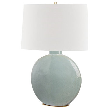 Hudson Valley Kimball 1 Light Table Lamp, Brass/Gray/White L1840-AGB-GRY