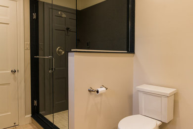 Mid-sized elegant master bathroom photo in Other with an undermount sink, shaker cabinets, white cabinets and granite countertops