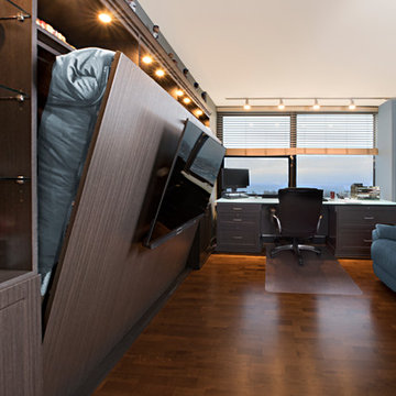 A Harbor View: Custom Home Office & Media Center Converts to Sleeping Quarters