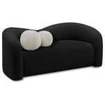 Meridian Furniture - Kali Faux Shearling Teddy Fabric Upholseterd  Loveseat, Black - Go casual in your space with this Kali faux shearling teddy fabric loveseat. This uber-cozy loveseat is perfect for so many rooms in the home, from the living room or family room to a bedroom or basement. The faux shearling upholstery covers every square inch in yielding softness that cradles your body in the ultimate comfort. Eucalyptus wood construction makes the frame sturdy and stout, so the chair holds up to long-term use in your busy home.