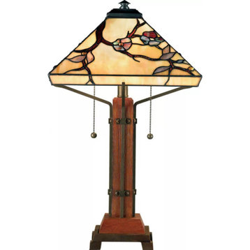Tiffany Tree Branch 2 Light Table Lamp - Nature Inspired Tiffany Table Light