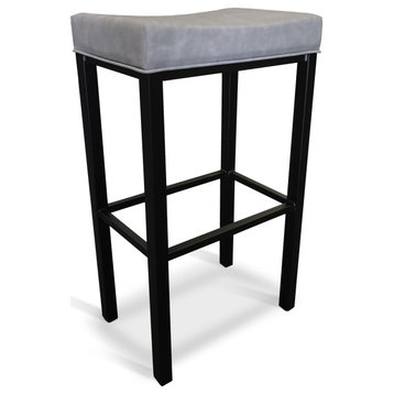 Tempo Furniture Soho Backless Stationary 26" Counterstool Matte Black & Gray