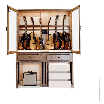 Solid quilted maple Guitar Estate™ humidified guitar storage and display