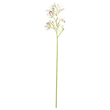 Vickerman 32" Orchid Stem, Set of 6, White, 32"