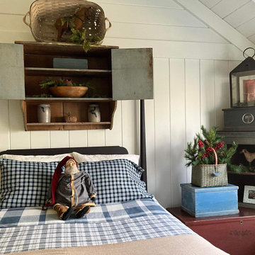 Cotton bedspread in large and small country check handwoven Maine made