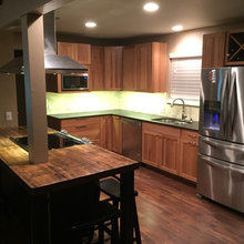 Rustic kitchen with railcar wood planks