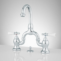 PONTICELLO BRIDGE BATHROOM FAUCET - PORCELAIN LEVER HANDLES - Bathroom Sink Faucets