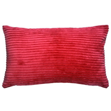 Pillow Decor - Wide Wale Corduroy 12 x 20 Throw Pillows, Red