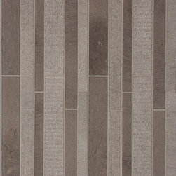 Lucca Textured Linear Mosaic: 1'', 1-1/4'', and 2'' x 12'' in Flannel Grey - Wall And Floor Tile