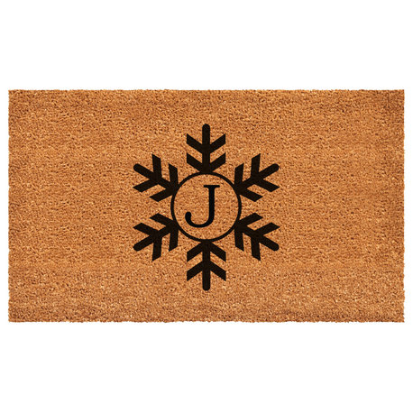 Calloway Mills Snowflake Monogram Doormat, 36"x72", Letter J