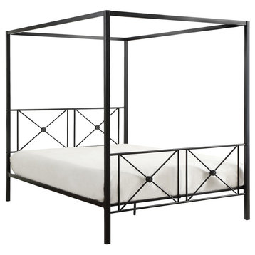 Gable Canopy Metal Platform Bed, Queen