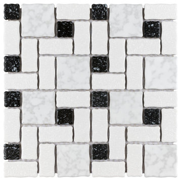Academy White and Black Porcelain Floor and Wall Tile
