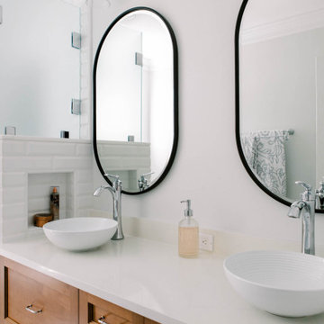 Maximizing space in a small bath for two teenage girls