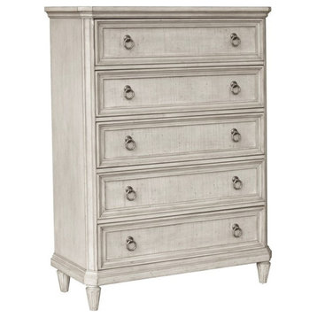 Campbell Street 5 Drawer Wood Chest in Vanilla Cream/Natural by Pulaski