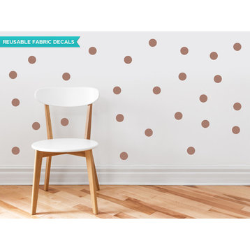 Polka Dot Fabric Wall Decals, Set of 48, 2" Polka Dots, Brown