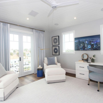 Coastal Home Office with Media Wall