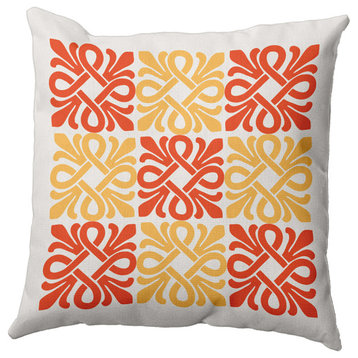 16" x 16" Tiki Square Decorative Indoor Pillow, Bright Orange