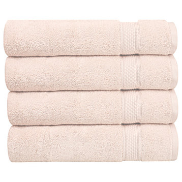 A1HC Bath Towel 4-Piece Set, 100% Ring Spun Cotton, Quick Dry, Super Soft, Peach Blush, 4 Piece Bath Towel (24x48)