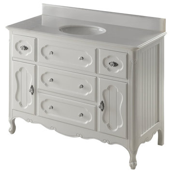 48 inch Victorian Cottage-Style White Knoxville Bathroom Sink Vanity