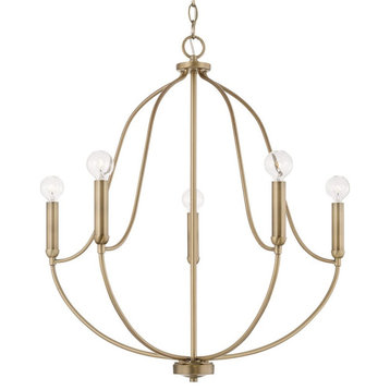 Capital Lighting 447051 Madison 5 Light 25"W Abstract Chandelier - Aged Brass