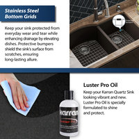 Karran Undermount Quartz 32" 60/40 Double Bowl Kitchen Sink Kit, Brown