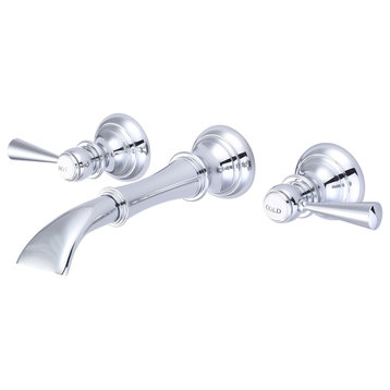 Waterfall Style Wall-Mounted Lavatory Faucet, Chrome, Torch Lever
