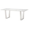 Lazzaro Dining Table White Marble Top Polished Stainless