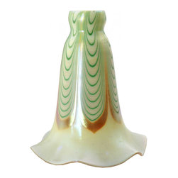 American Art Glass Green Dragged Loop Lamp Shade - Lighting Globes And Shades
