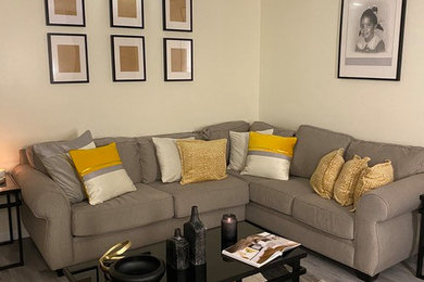Living room - modern living room idea in Providence