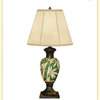 Bamboo Leaf Vase Hand Painted Lamp, 28"