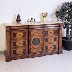 Antique 60 inch Multi-Brown Antique Single Sink Vanity - Bathroom Vanities And Sink Consoles