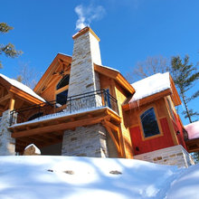Exterior Stone, Board and Batton and Landscaping