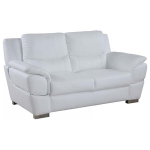 Modern Contemporary Loveseat White, White Leather Love Seat