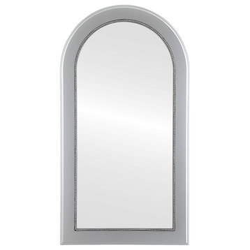 Yvonne Framed Full Length Mirror, Crescent Cathedral, 27.4"x51.4", Silver Spray