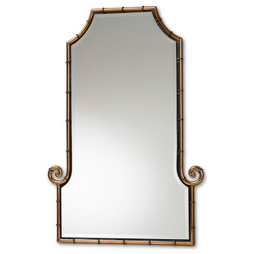 Verda Glam Gold Metal Bamboo-Inspired Accent Wall Mirror