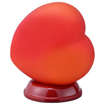 Benzara BM240309 Table Lamp With Heart Shaped Glass Shade, Red
