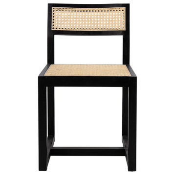 Safavieh Bernice Cane Dining Chair, Black/Natural