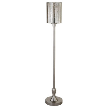 Numit 68.75 Tall Floor Lamp with Glass Shade in Brushed Nickel/Mercury Glass